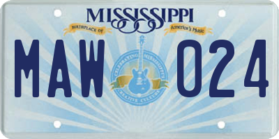 MS license plate MAW024
