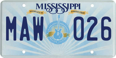MS license plate MAW026