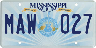 MS license plate MAW027