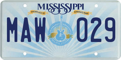MS license plate MAW029