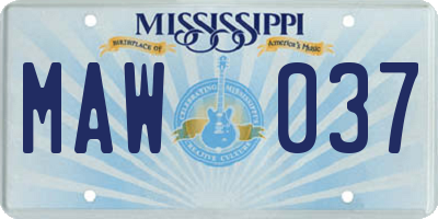 MS license plate MAW037