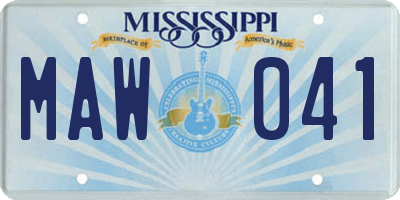 MS license plate MAW041
