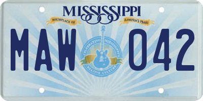 MS license plate MAW042
