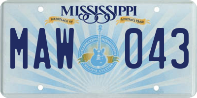 MS license plate MAW043
