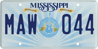 MS license plate MAW044