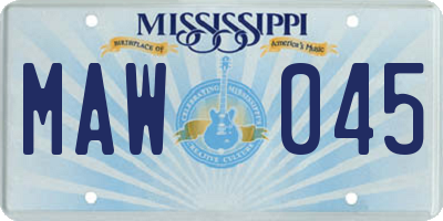 MS license plate MAW045