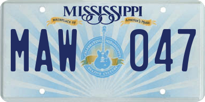 MS license plate MAW047