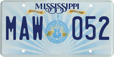MS license plate MAW052