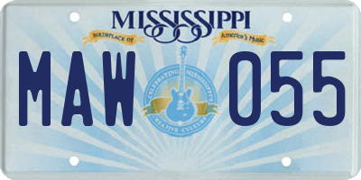 MS license plate MAW055