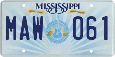 MS license plate MAW061