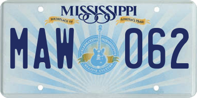 MS license plate MAW062