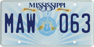 MS license plate MAW063