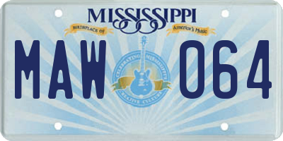 MS license plate MAW064