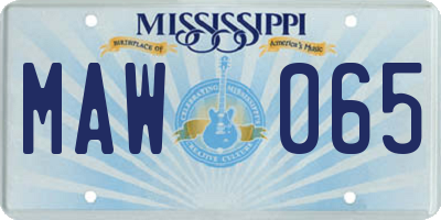 MS license plate MAW065