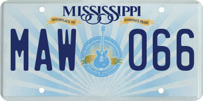 MS license plate MAW066