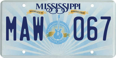 MS license plate MAW067