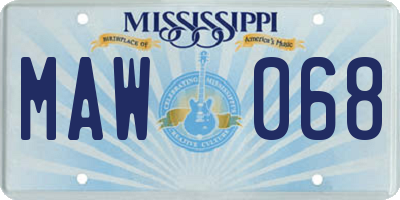 MS license plate MAW068
