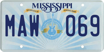 MS license plate MAW069