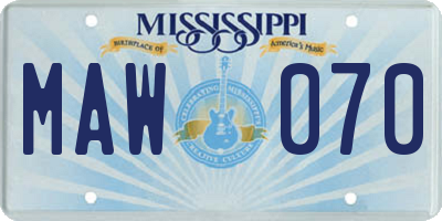 MS license plate MAW070
