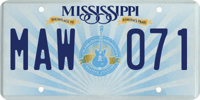 MS license plate MAW071
