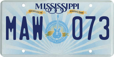 MS license plate MAW073