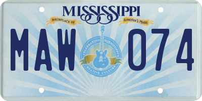 MS license plate MAW074