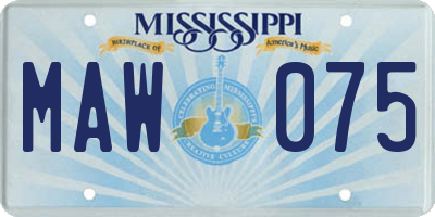 MS license plate MAW075