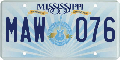 MS license plate MAW076