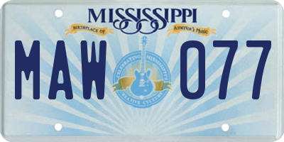 MS license plate MAW077