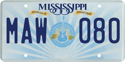 MS license plate MAW080