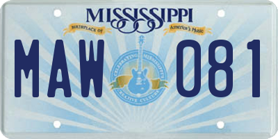 MS license plate MAW081