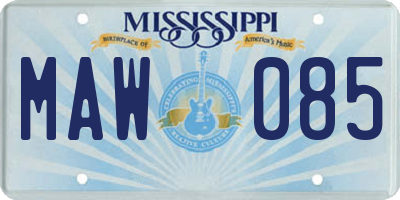 MS license plate MAW085