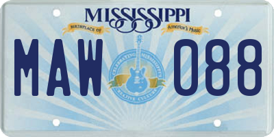MS license plate MAW088