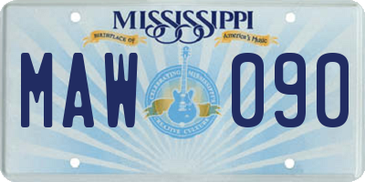 MS license plate MAW090