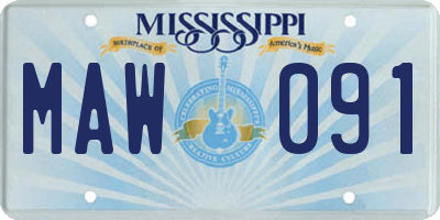 MS license plate MAW091