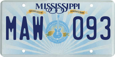 MS license plate MAW093