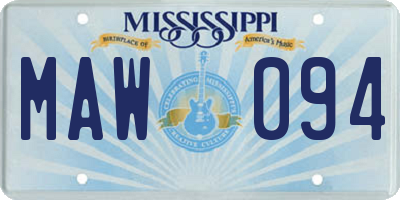 MS license plate MAW094