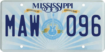 MS license plate MAW096