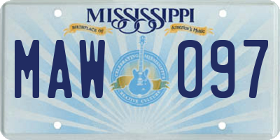 MS license plate MAW097