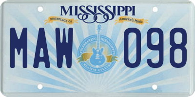 MS license plate MAW098