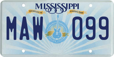 MS license plate MAW099