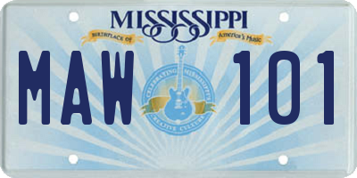 MS license plate MAW101