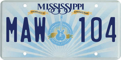 MS license plate MAW104