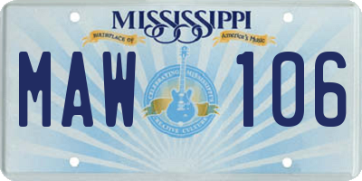 MS license plate MAW106