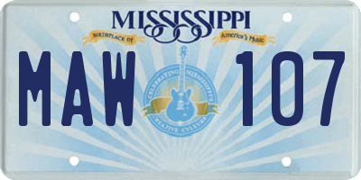 MS license plate MAW107