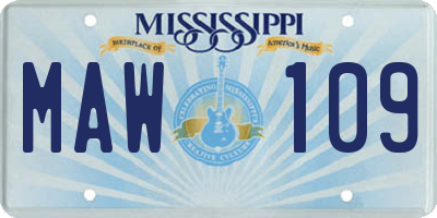 MS license plate MAW109