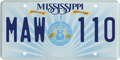 MS license plate MAW110