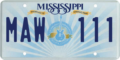 MS license plate MAW111