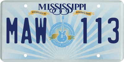 MS license plate MAW113