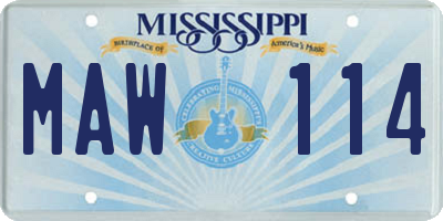 MS license plate MAW114